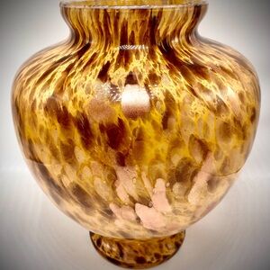 Elegant Brown and Gold Glass Vase
